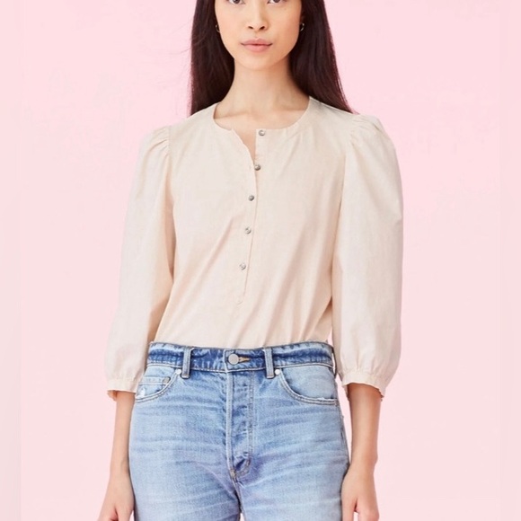 Rebecca Taylor Tops - Rebecca Taylor La Vie Poplin Sleeve Jersey Tee in Ballet Pink XS